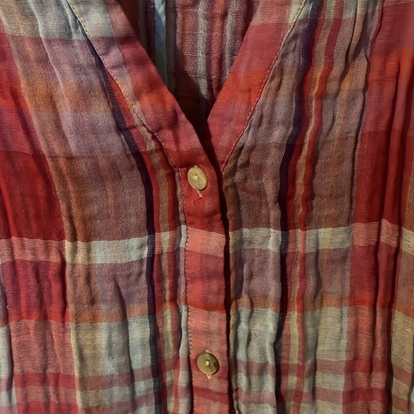 Anthropologie Maeve Plaid Sleeveless Button Front High Low Dress Medium - Picture 6 of 9